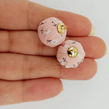 Dusty Rose Pink Floral Printed Cotton Fabric Ball Tassel, Button with Ring Cap, Decorative Tassels
